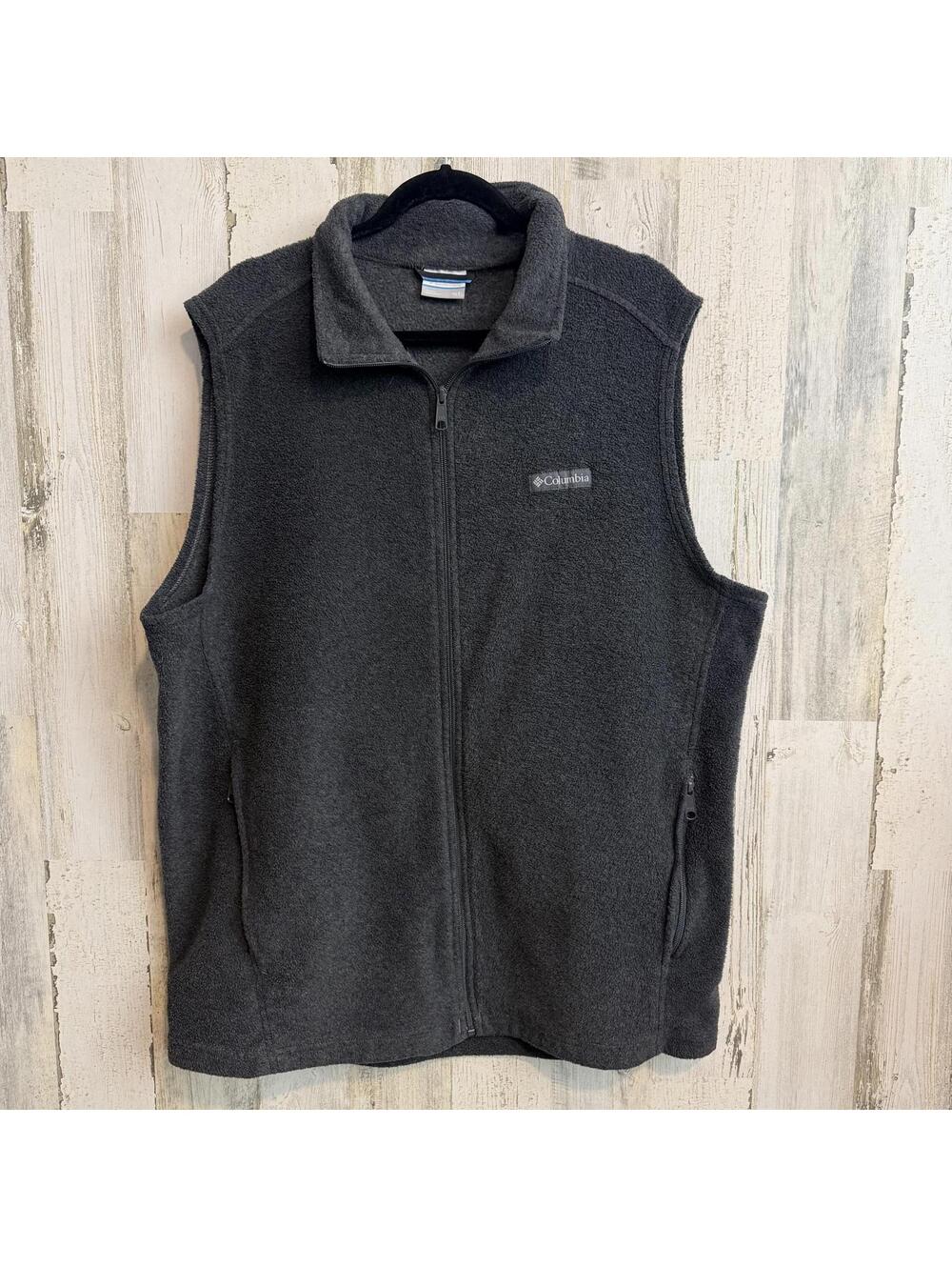 Columbia Men XLT Gray Fleece Zip Vest Outdoor